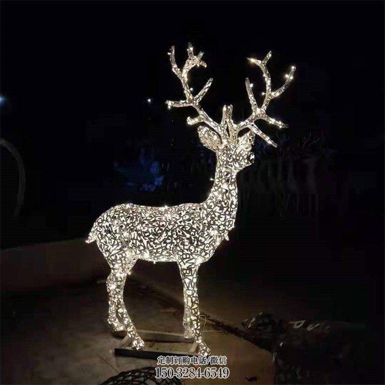 彩绘景观梅花鹿雕塑生产，景区案例，灯光梅花鹿雕塑优选