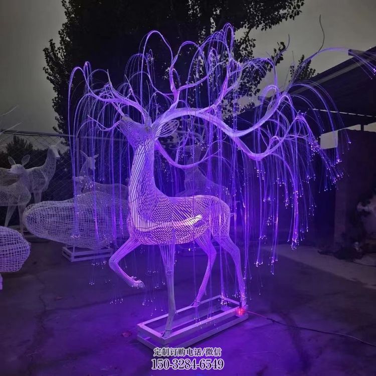 梅花鹿雕塑优选，陆地摆件，灯光艺术梅花鹿雕塑供应
